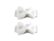 Grosgrain Tuxedo Ribbon Bow - 2 Snap Clips Baby Wisp