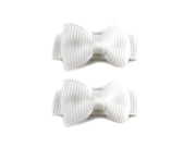 Grosgrain Tux Bow Snaps - 2 pack - White Baby Wisp