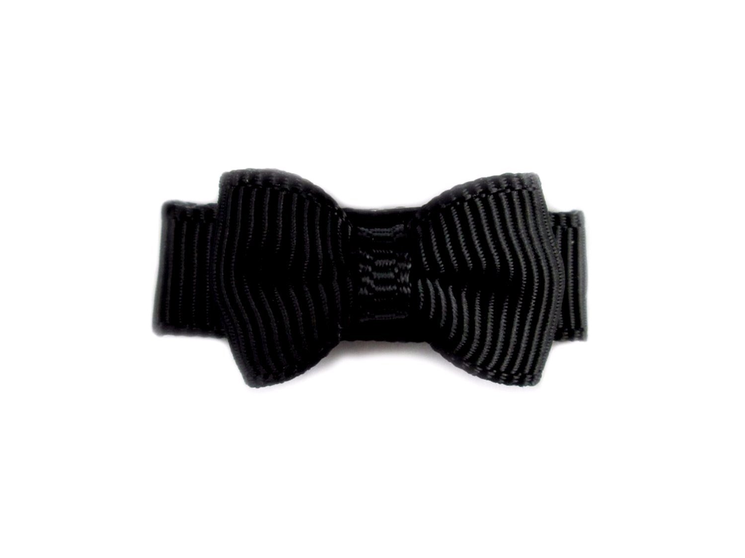 Grosgrain Tuxedo Bow Snap Clip - Single Hair Bow - Black Baby Wisp
