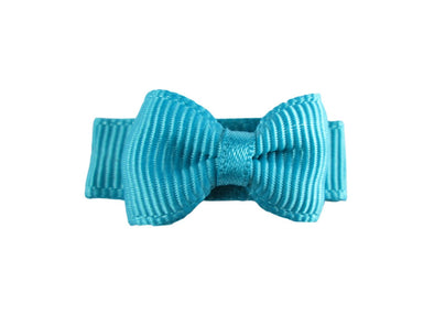 Grosgrain Tuxedo Bow Snap Clip - Single Hair Bow - Turquoise Baby Wisp