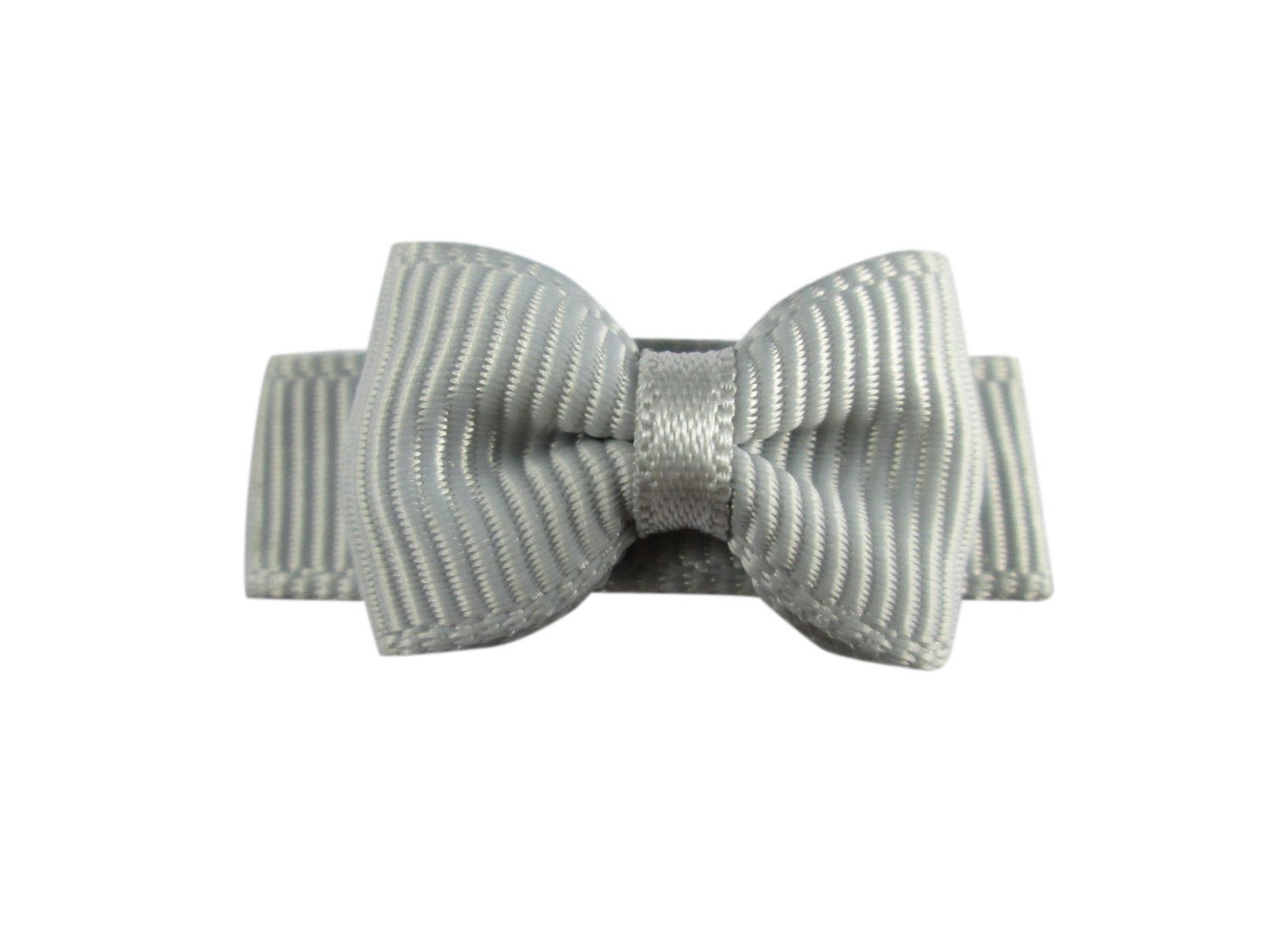 Grosgrain Tuxedo Bow Snap Clip - Single Hair Bow - Grey Baby Wisp