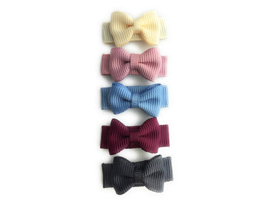5 Small Snap Clips Mini Bows Tuxedo - Victorian Tea Baby Wisp