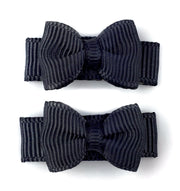 Grosgrain Tuxedo Ribbon Bow - 2 Snap Clips Baby Wisp