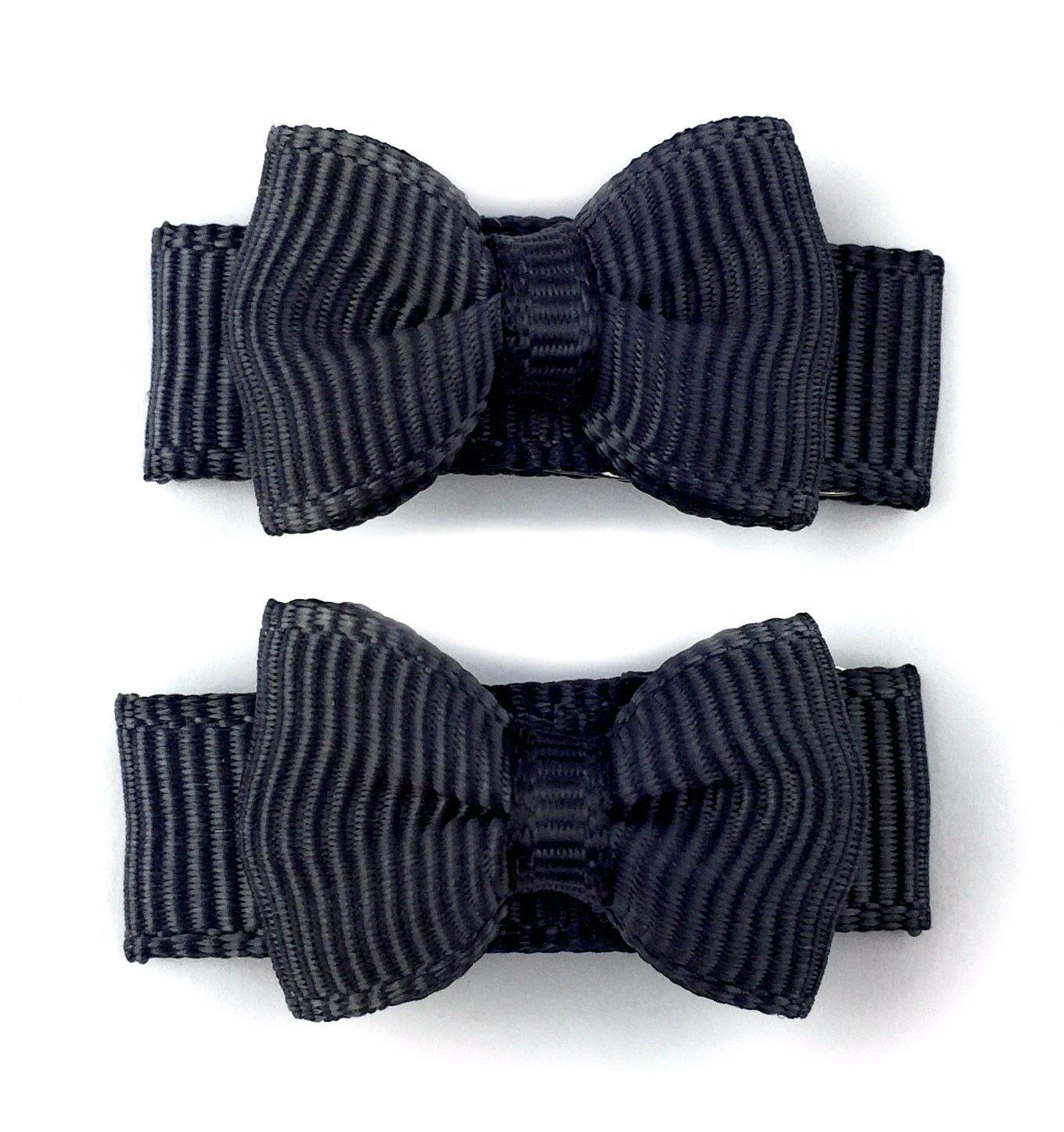 Grosgrain Tuxedo Ribbon Bow - 2 Snap Clips Baby Wisp