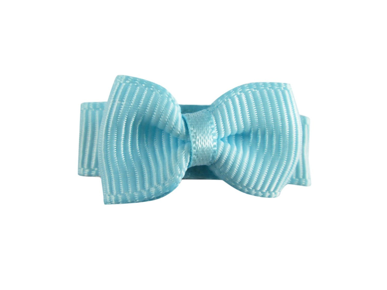 Grosgrain Tuxedo Bow Snap Clip - Single Hair Bow - Cinderella Blue Baby Wisp