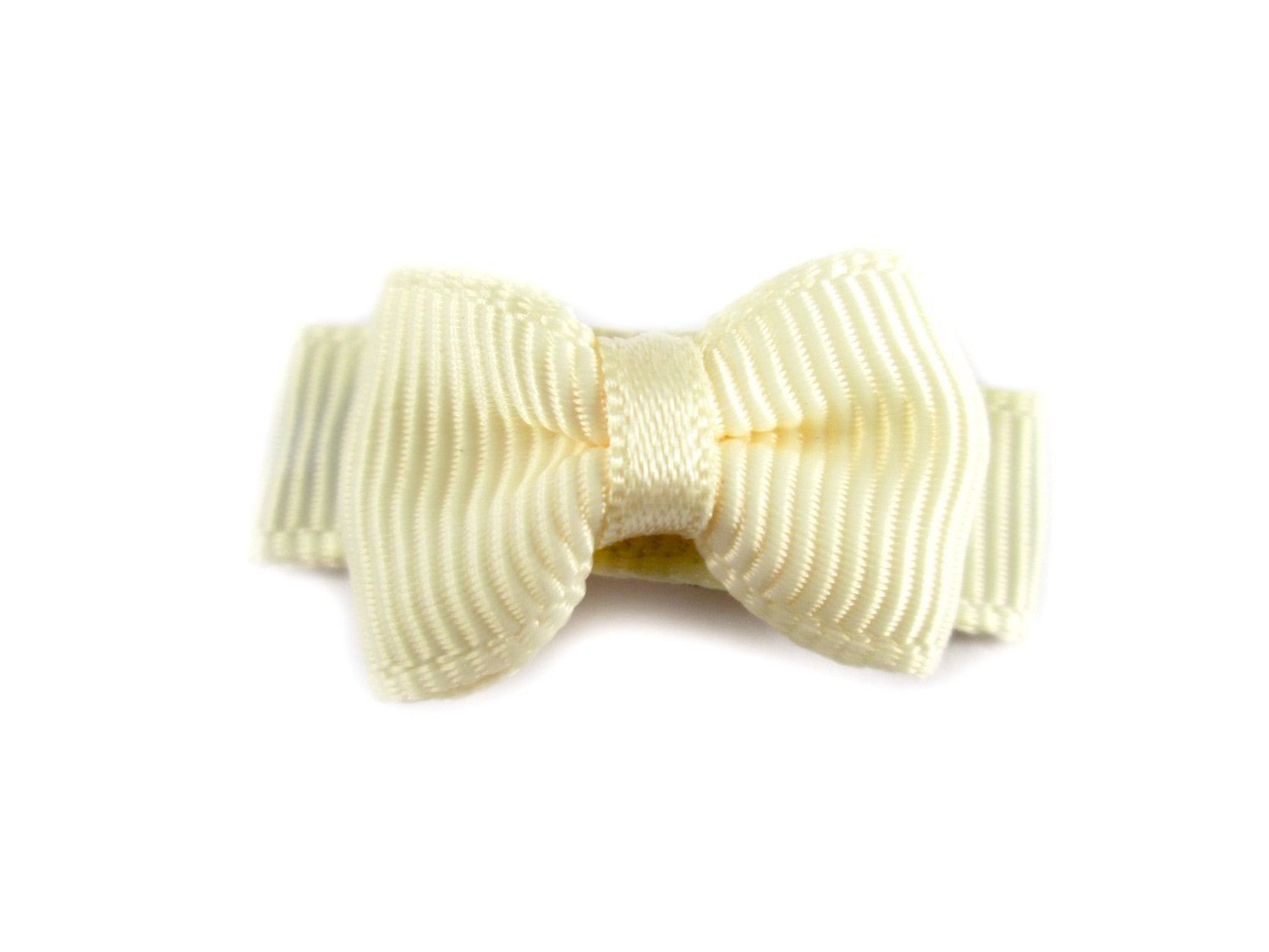 Grosgrain Tuxedo Bow Snap Clip - Single Hair Bow - Cream Baby Wisp