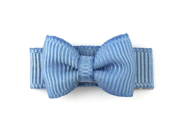 Grosgrain Tuxedo Bow Snap Clip - Single Hair Bow - French Blue Baby Wisp