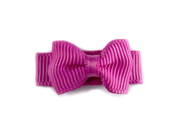 Grosgrain Tuxedo Bow Snap Clip - Single Hair Bow - Magenta Garden Rose Baby Wisp