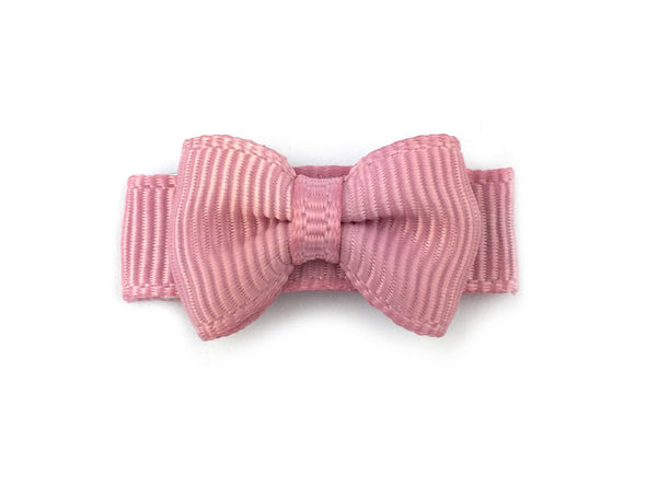 Grosgrain Tuxedo Bow Snap Clip - Single Hair Bow - Rose Quartz Blush Baby Wisp