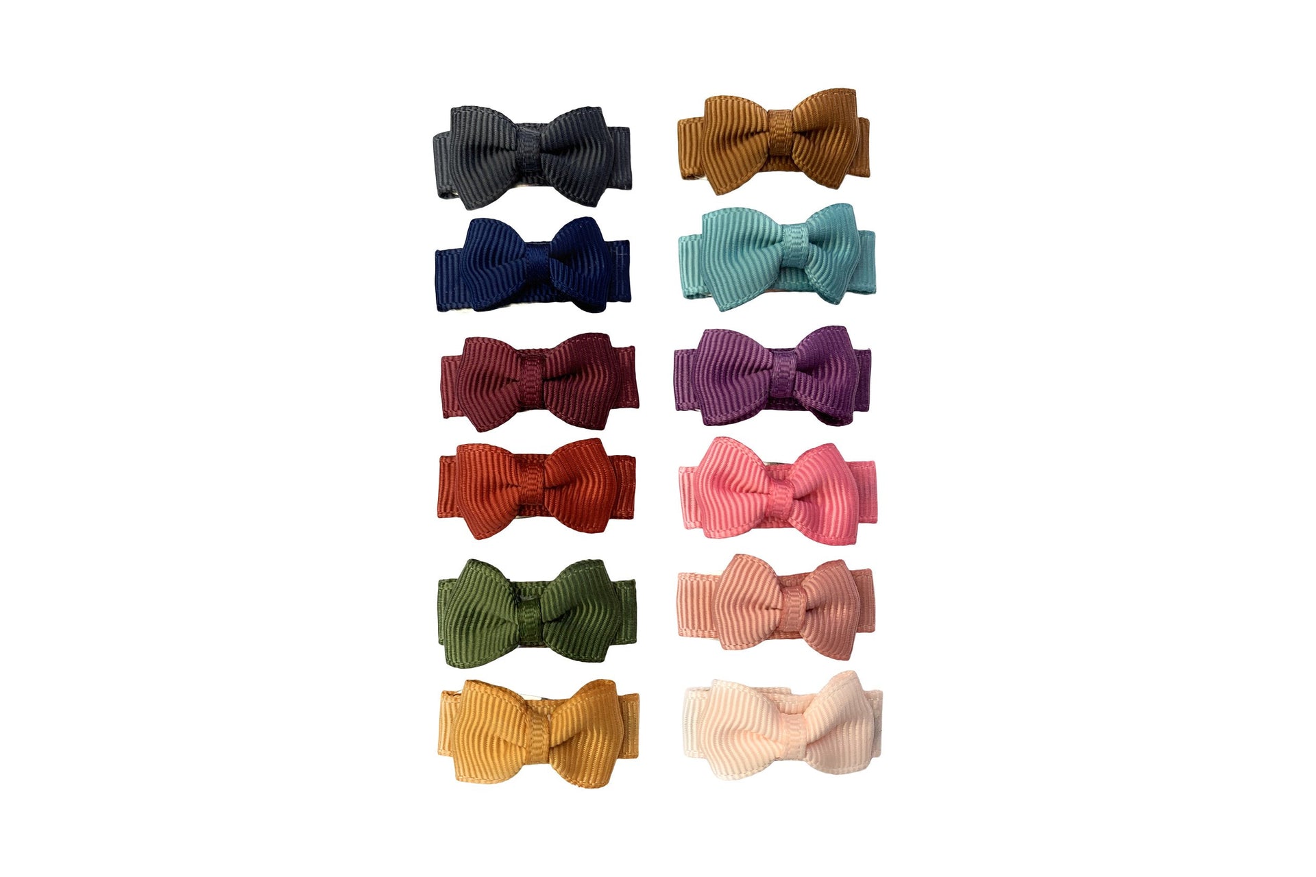 12 Pc Small Snap Tuxedo Grosgrain Hair Bows - Rich Colors Baby Wisp