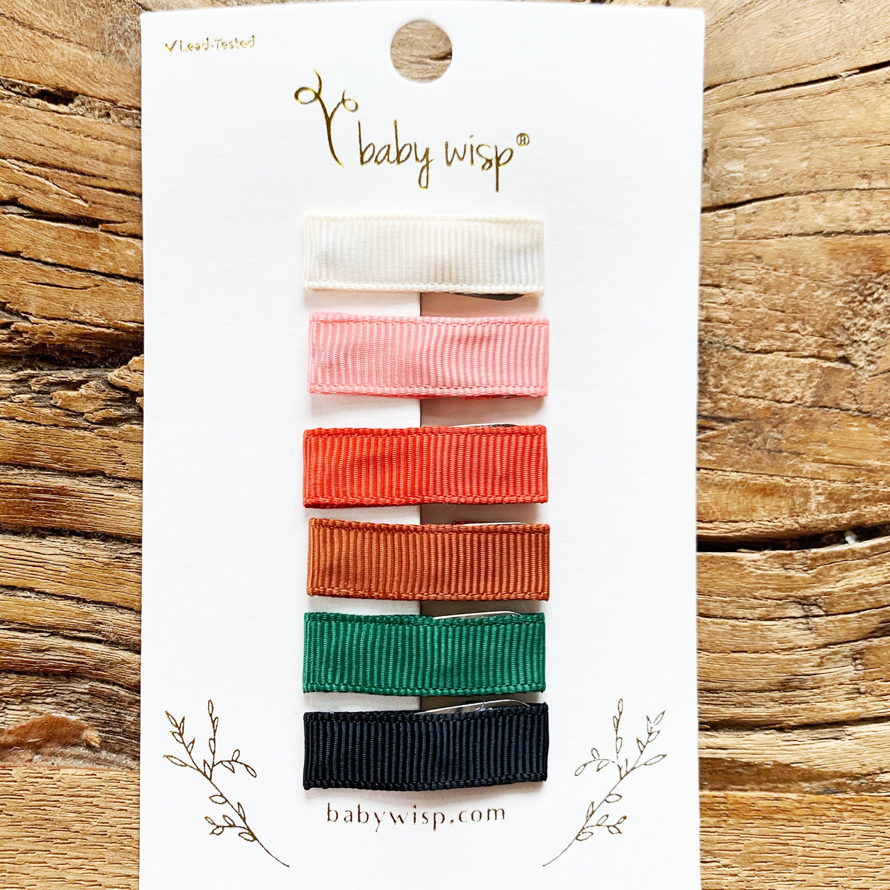 6 Small Snap Ribbon Lined Clips Gift Set - Autumn Baby Wisp