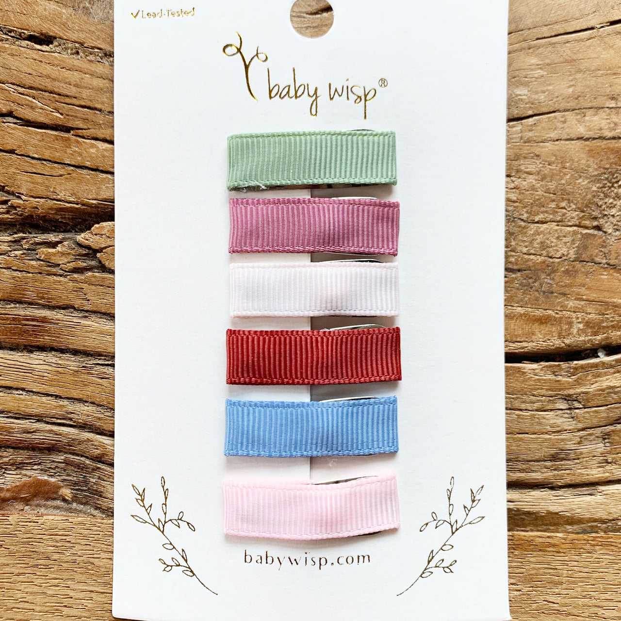 6 Small Snap Ribbon Lined Clips -  Lily Pad Baby Wisp