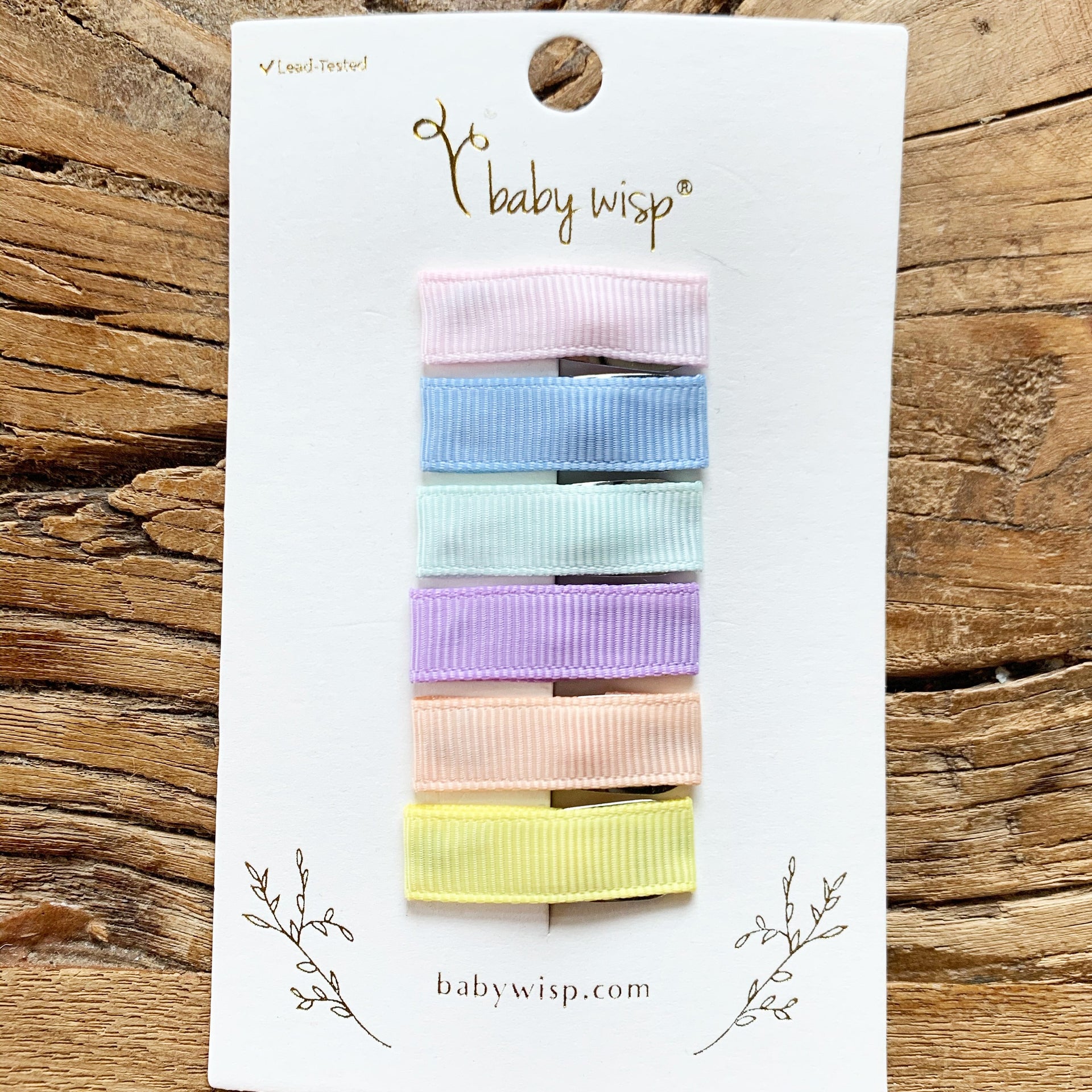 6 Small Snap Ribbon Lined Clips Gift Set - Spring Baby Wisp