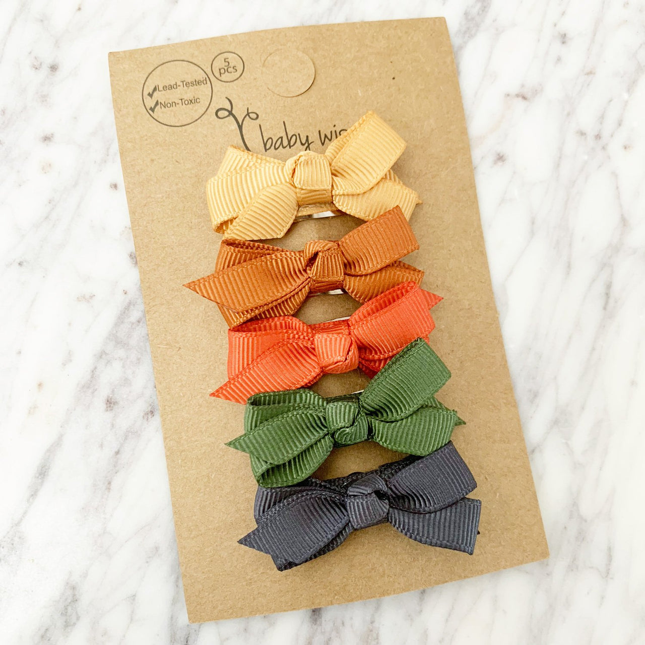 Small Snap Chelsea Bows - Cornucopia- 5 Bow Gift Set Baby Wisp
