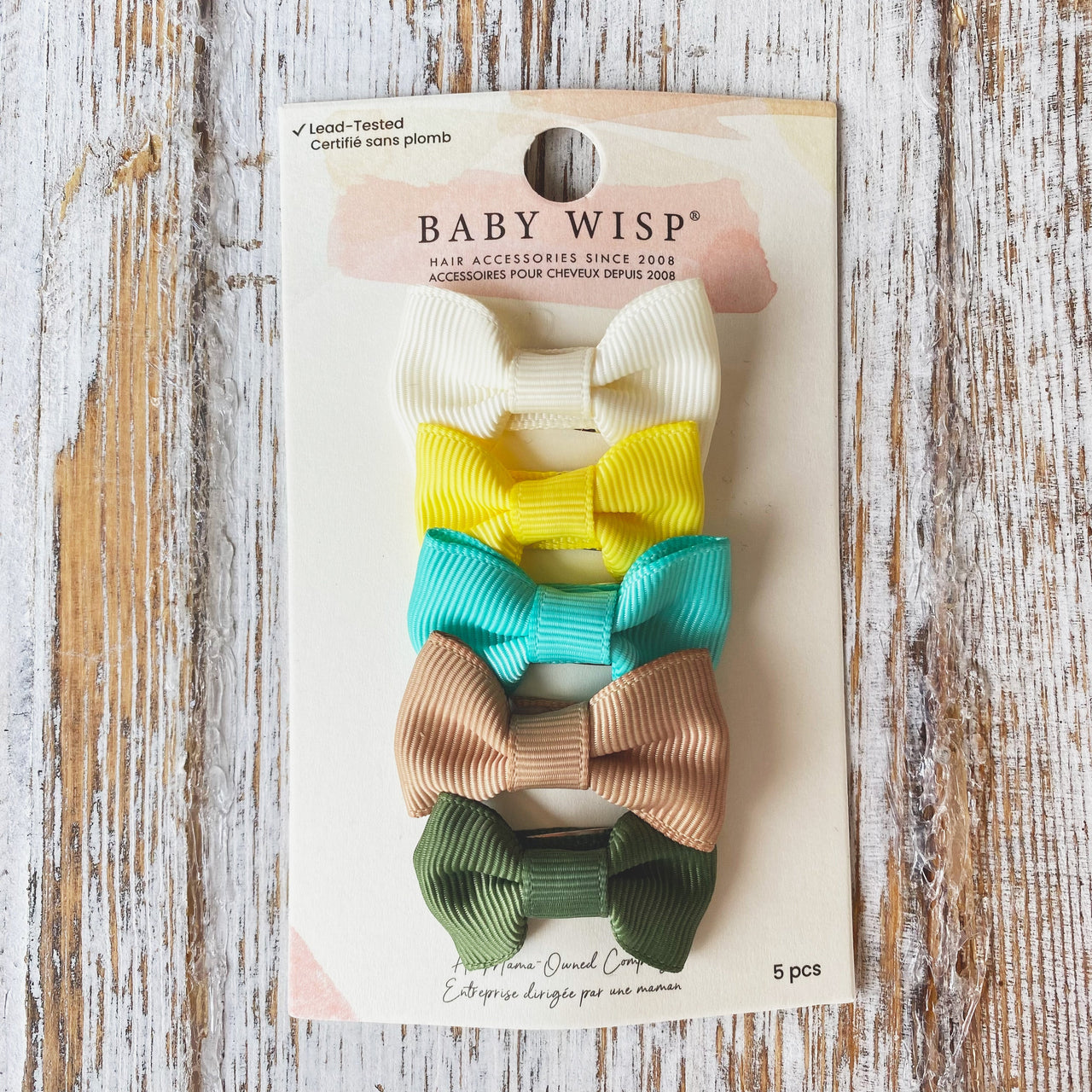 5 Small Summer Charlotte Bow Snap Clips- Lemonade Stand Baby Wisp
