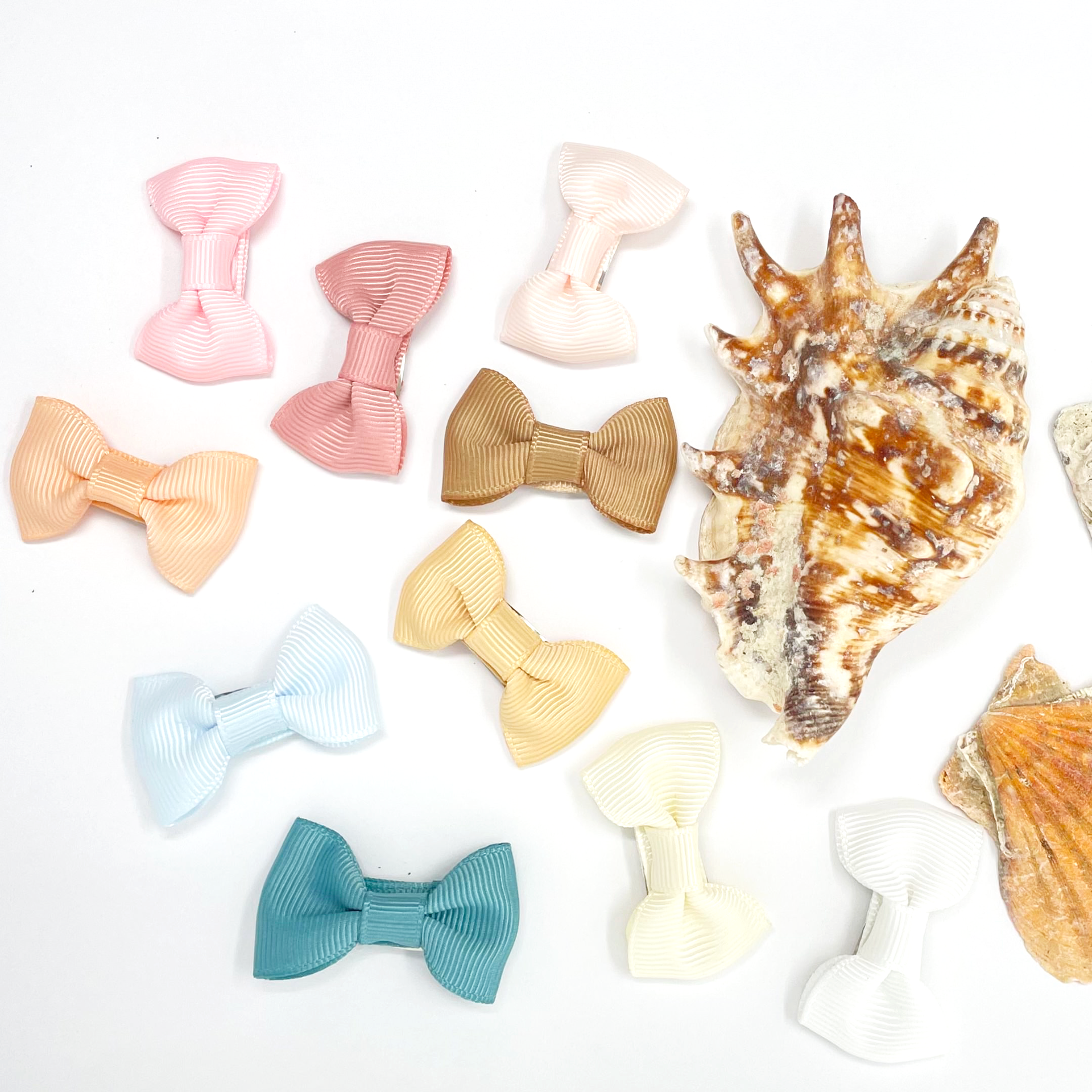 10 Pc Small Snap Charlotte Hair Bows - Cielo Baby Wisp