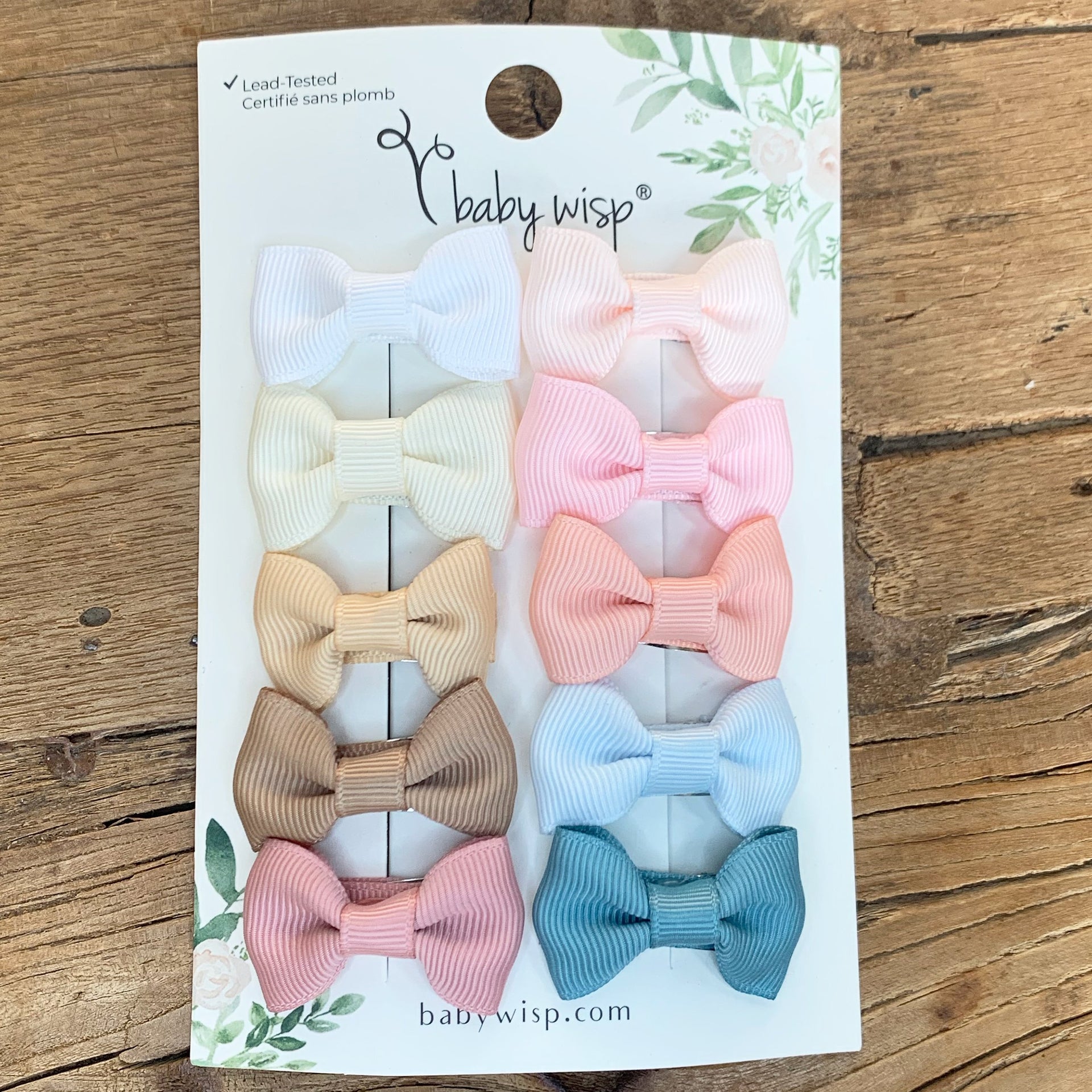 10 Pc Small Snap Charlotte Hair Bows - Cielo Baby Wisp