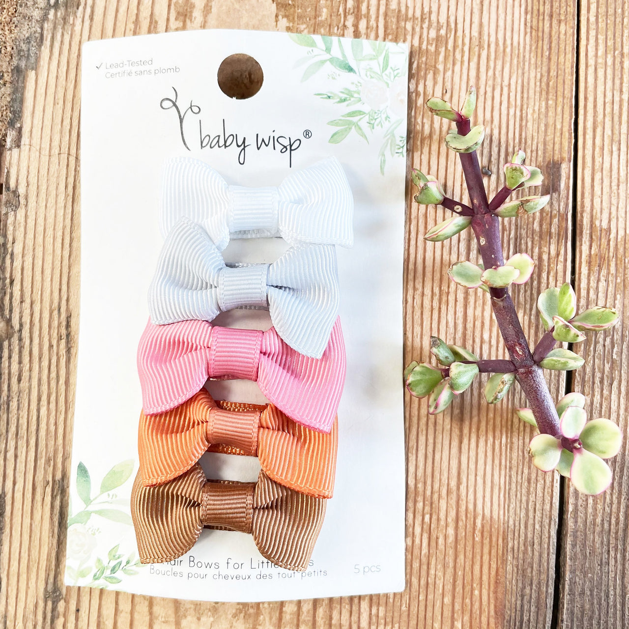 5 Small Snap Clips Charlotte Bow Collection - Gingerly Baby Wisp