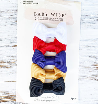 5 Small Snap Clips Charlotte Bow Collection - Bugle Player Baby Wisp