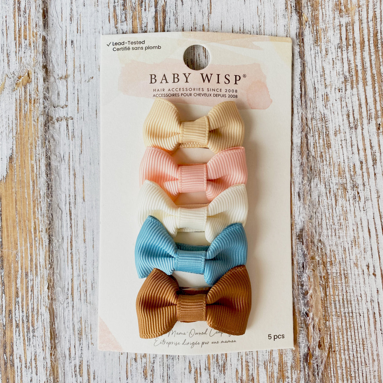 5 Small Summer Charlotte Bow Snap Clips- Cielo Azul Baby Wisp