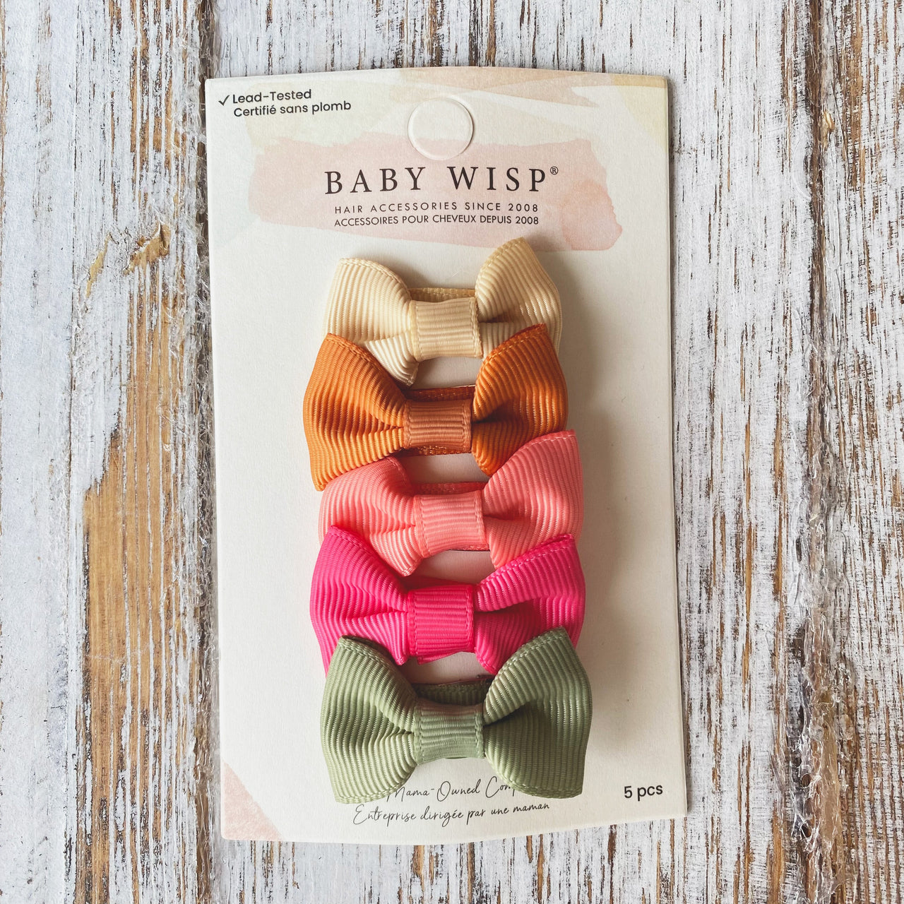 5 Small Summer Charlotte Bow Snap Clips- Summer Day Baby Wisp