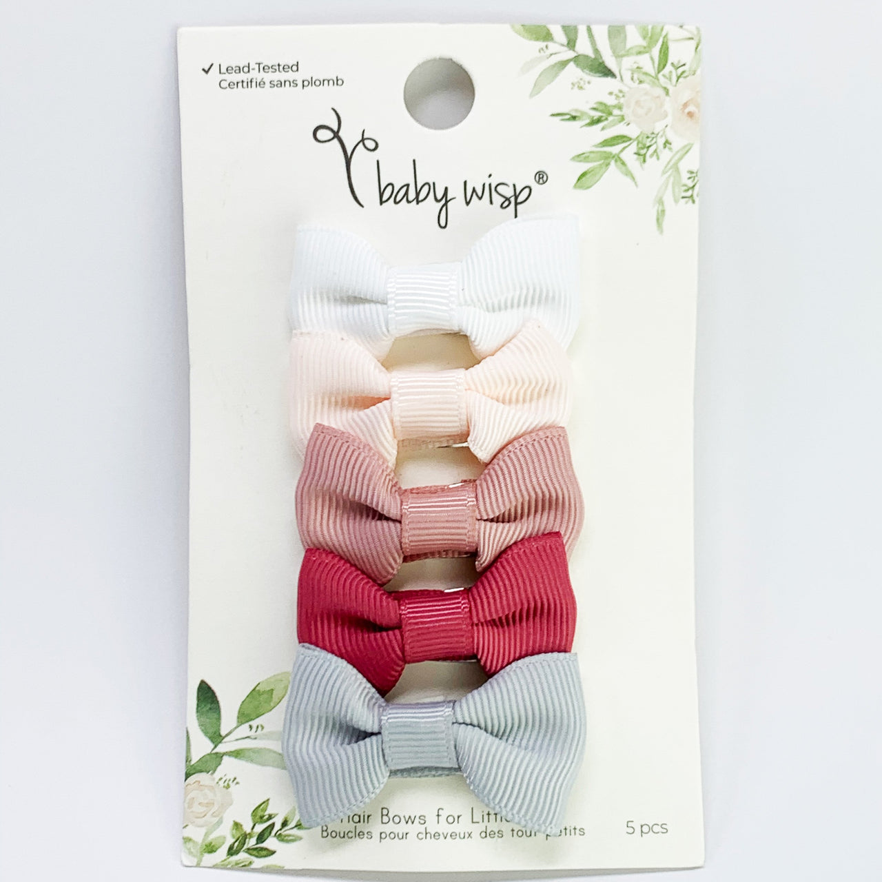 5 Small Snap Clips Charlotte Bow Collection - Wedding Bliss Baby Wisp