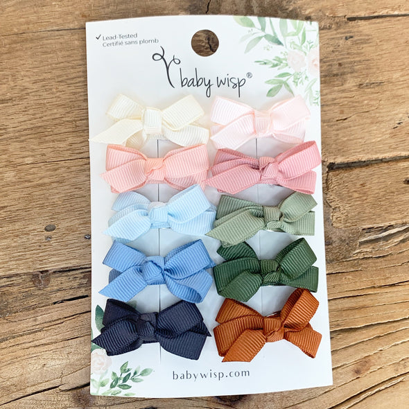 10 Pc Small Snap Chelsea Boutique Hair Bows - I Do Baby Wisp