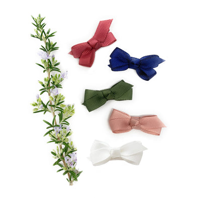 5 Small Snap Clips Chelsea Boutique Bow Collection -Juniper Baby Wisp