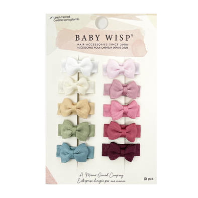 10 Pc Small Snap Tuxedo Grosgrain Hair Bows - Ariel Baby Wisp