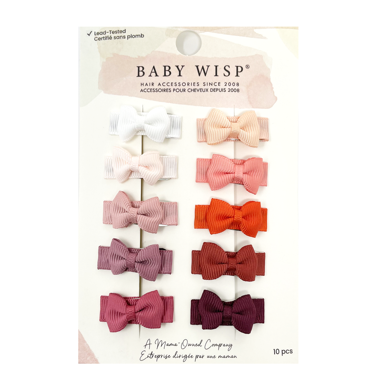 10 Pc Small Snap Tuxedo Grosgrain Hair Bows - Coral Kingdom Baby Wisp