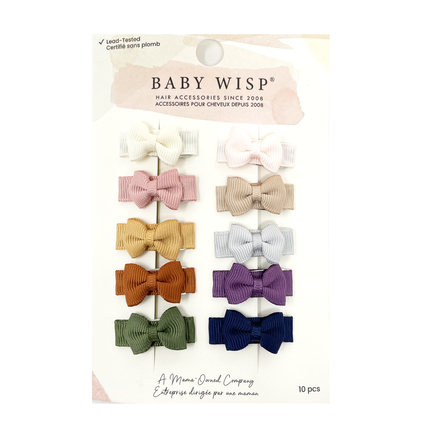 10 Pc Small Snap Tuxedo Grosgrain Hair Bows - SoCal Bloom Baby Wisp