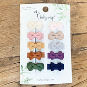 10 Pc Small Snap Tuxedo Grosgrain Hair Bows - SoCal Bloom Baby Wisp