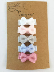 5 Small Snap Clips Mini Bows Tuxedo - Pixie Baby Wisp