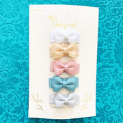 5 Small Snap Clips Mini Bows Tuxedo - Figment Baby Wisp