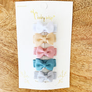 5 Small Snap Clips Mini Bows Tuxedo - Figment Baby Wisp