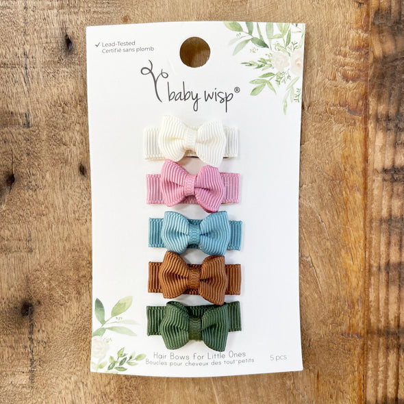 5 Small Snap Clips Mini Bows Tuxedo - Beachfront Baby Wisp