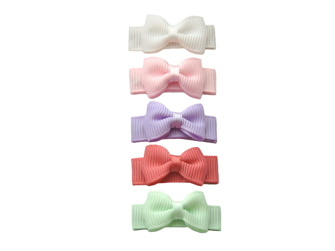 5 Small Snap Clips Mini Bows Tuxedo - Macaroon Baby Wisp