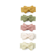 5 Small Snap Clips Mini Bows Tuxedo - Salted Caramel Baby Wisp