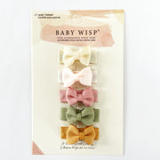 5 Small Snap Clips Mini Bows Tuxedo - Salted Caramel Baby Wisp