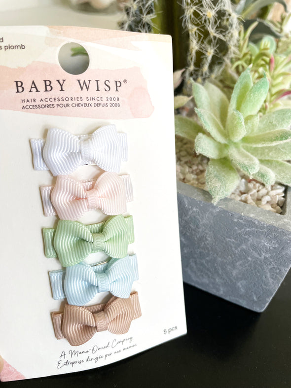 5 Small Snap Clips Mini Bows Tuxedo - Tranquility Baby Wisp