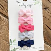 5 Small Snap Clips Mini Bows Tuxedo - Valentine's Day Gift Set Baby Wisp