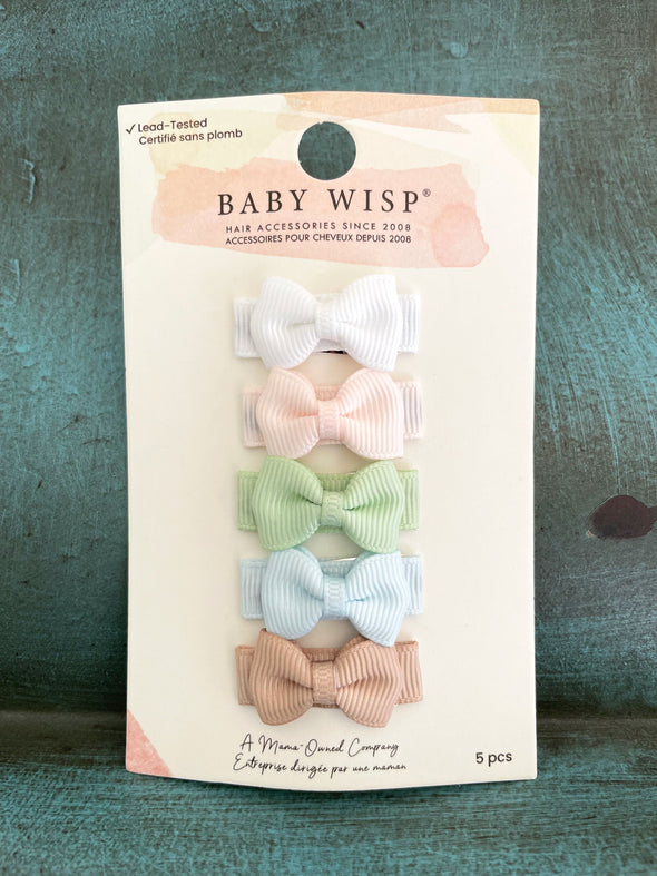 5 Small Snap Clips Mini Bows Tuxedo - Tranquility Baby Wisp