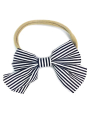 Baby Headband - Giant Vintage Black Striped Sailor Bow Baby Wisp