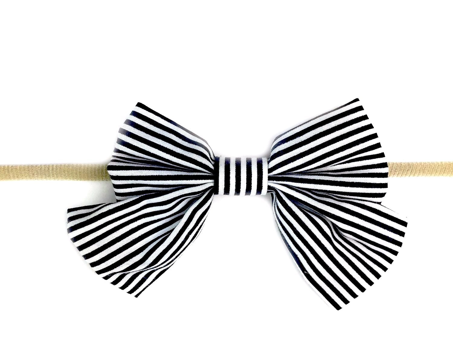 Baby Headband - Giant Vintage Black Striped Sailor Bow Baby Wisp