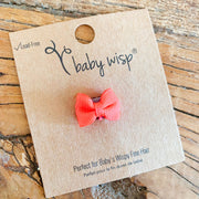 Tiny Wisp Clip Tuxedo Grosgrain Bow - Neon Orange Baby Wisp
