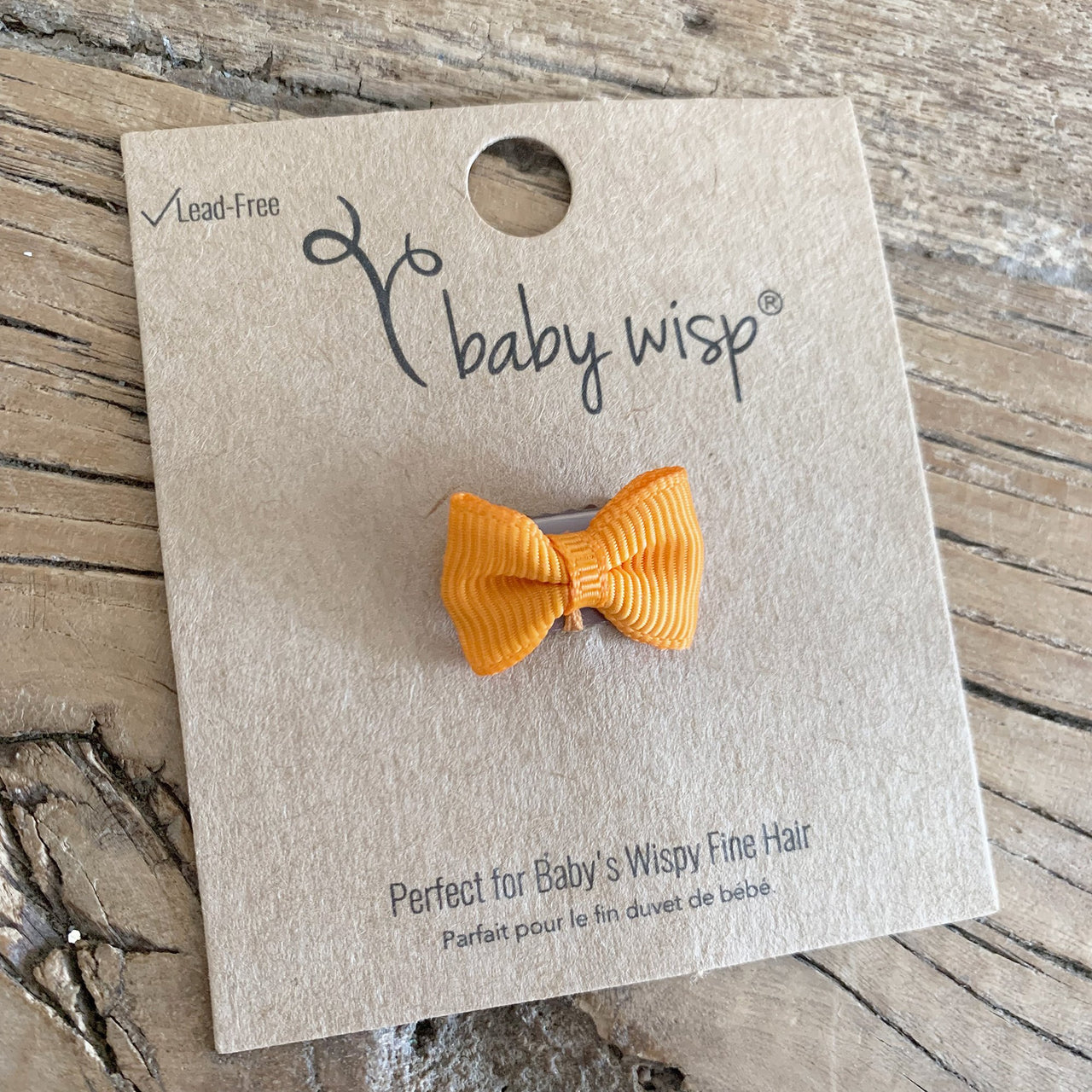 Tiny Wisp Clip Tuxedo Grosgrain Bow - Tangerine Orange Baby Wisp