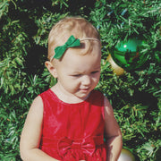 2 Infant Headbands - Velvet Bows (5/8 Ribbon) Baby Wisp