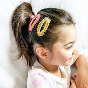 3 Hair Clips Accessory Gift Set - Pink Toddler Bow and Crochet Clips Baby Wisp