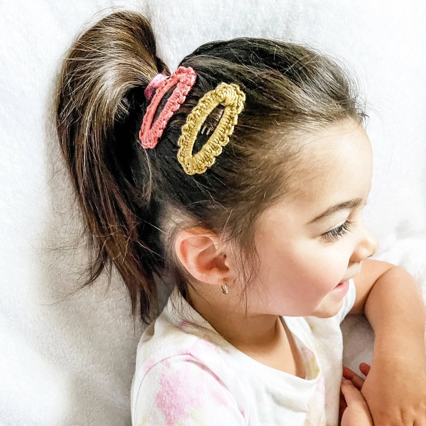 3 Hair Clips Accessory Gift Set - Pink Toddler Bow and Crochet Clips Baby Wisp