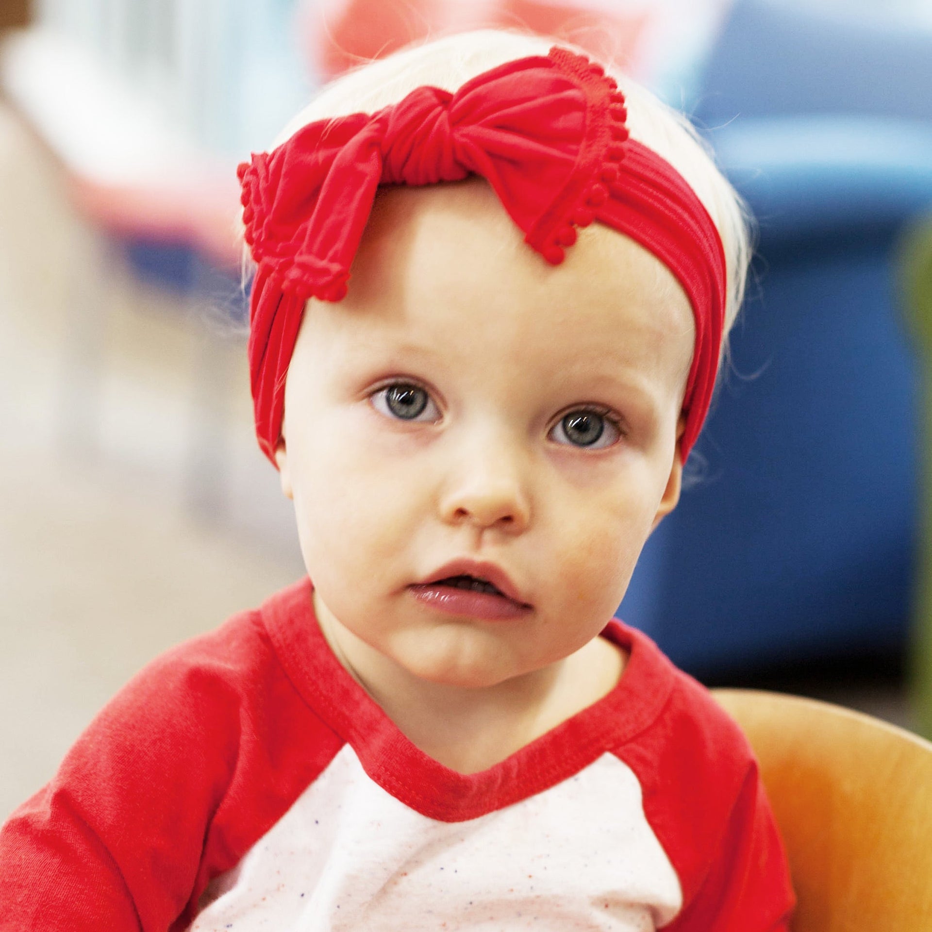 Nylon Pom Pom Trim Headband - White Baby Wisp